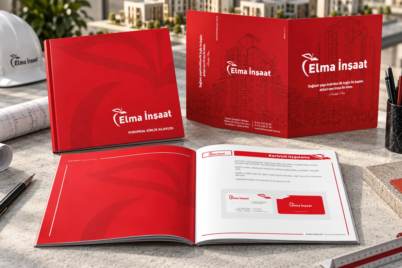 Elma İnşaat · Marka kimliği, Basılı işler, Mekân & fuar, Promosyon