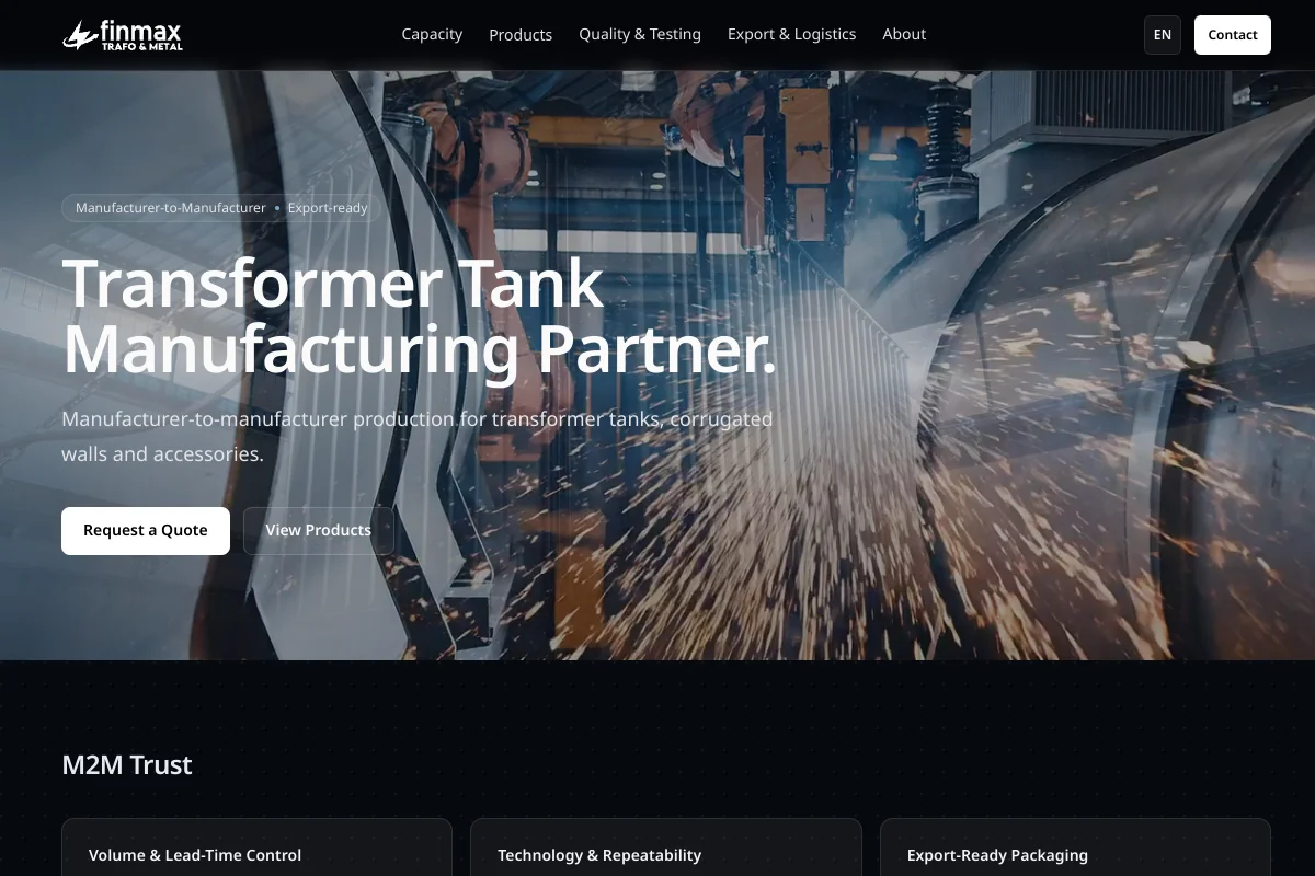Finmax Trafo · Web sitesi